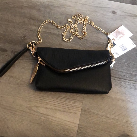 Jessica Simpson Penelope Faux Leather Clutch Color Meteorite + Gold Chain NWT - Picture 9 of 12